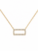 14K YELLOW GOLD DIAMOND OPEN RECTANGLE PENDANT NECKLACE