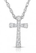14K WHITE GOLD DIAMOND CROSS PENDANT .10ctw