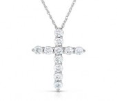 14K WHITE GOLD DIAMOND CROSS PENDANT