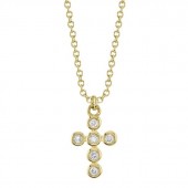 14K YELLOW GOLD DIAMOND BEZEL CROSS PENDANT