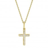 14K YELLOW GOLD DIAMOND CROSS NECKLACE