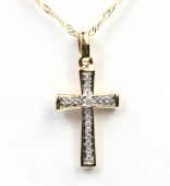 14K YELLOW GOLD DIAMOND CROSS PENDANT