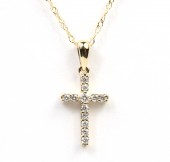 14K YELLOW GOLD DIAMOND CROSS PENDANT