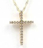 14K YELLOW GOLD DIAMOND CROSS PENDANT