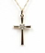 14K YELLOW GOLD DIAMOND CROSS PENDANT