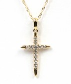 14K YELLOW GOLD DIAMOND CROSS PENDANT
