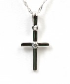 14K WHITE GOLD DIAMOND CROSS PENDANT