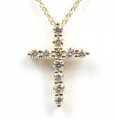 14K YELLOW GOLD DIAMOND CROSS PENDANT