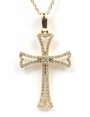 14K YELLOW GOLD OPEN DIAMOND CROSS PENDANT