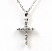 14K WHITE GOLD DIAMOND CROSS PENDANT