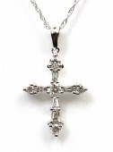 14K WHITE GOLD DIAMOND CROSS NECKLACE