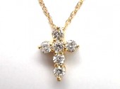14K YELLOW GOLD DIAMOND CROSS NECKLACE
