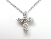 14K WHITE GOLD DIAMOND CROSS NECKLACE