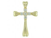 14K YELLOW GOLD DIAMOND CROSS PENDANT