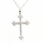 14K WHITE GOLD DIAMOND CROSS NECKLACE