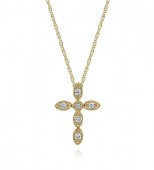 14K WHITE GOLD DIAMOND CROSS NECKLACE