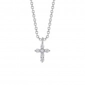 14K WHITE GOLD DIAMOND CROSS PENDANT .10CTW