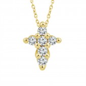 IDEAL COLLECTION 14K YELLOW GOLD DIAMOND CROSS PENDANT