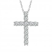 IDEAL COLLECTION 14K WHITE GOLD DIAMOND CROSS PENDANT