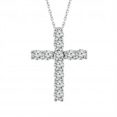 IDEAL COLLECTION 14K WHITE GOLD DIAMOND CROSS PENDANT