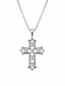 14K WHITE GOLD DIAMOND CROSS NECKLACE