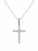 14K WHITE GOLD DIAMOND CROSS NECKLACE