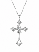14K WHITE GOLD DIAMOND CROSS PENDANT