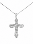 14K WHITE PAVE DIAMOND CROSS NECKLACE .51CTW