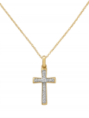 14K YELLOW GOLD DIAMOND CROSS NECKLACE