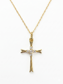 14K YELLOW GOLD DIAMOND CROSS