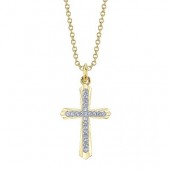 14K TWO TONE GOLD DIAMOND CROSS