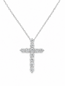 14K WHITE GOLD DIAMOND CROSS NECKLACE
