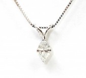 14K WHITE GOLD .20CT MARQUISE SOLITAIRE PENDANT