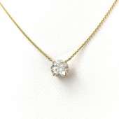 14K Yellow Gold Diamond Solitaire Pendant Necklace 1.20ct