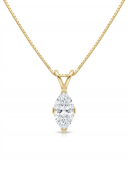14K YELLOW GOLD DIAMOND MARQUISE SOLITAIRE NECKLACE .50CT