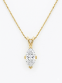 14K YELLOW GOLD DIAMOND MARQUISE SOLITAIRE NECKLACE 1.00CT