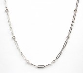 14K WHITE GOLD DIAMOND PAPERCLIP NECKLACE