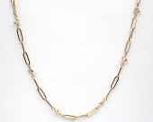 14K YELLOW GOLD DIAMOND PAPERCLIP NECKLACE