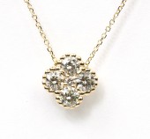 14K YELLOW GOLD DIAMOND CLOVER SLIDER NECKLACE