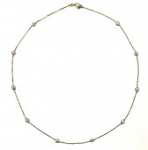 14K YELLOW GOLD DIAMOND STATION  NECKLACE