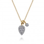 14K YELLOW AND WHITE GOLD .34CTW DOUBLE PAVE GEOMETRIC PENDANT