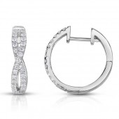 14K White Gold 0.50 Ctw Diamond Hoop Earrings