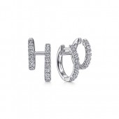 14K White Gold .71Ctw Diamond Double Huggie Earrings