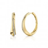 14K Yellow Gold .63Ctw Diamond Hoop Earrings