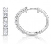 14K WHITE GOLD DIAMOND HOOP EARRINGS