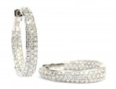 14K WHITE GOLD PAVE DIAMOND LOOP EARRING