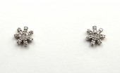 14K WHITE GOLD DIAMOND FLOWER STUD EARRINGS