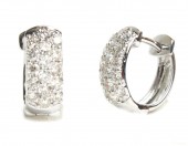 14K WHITE GOLD PAVE DIAMOND HUGGIE EARRINGS