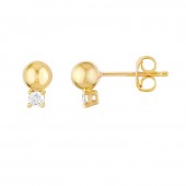 14K YELLOW GOLD DIAMOND AND BALL STUD EARRINGS