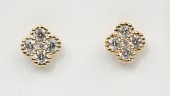 14K YELLOW GOLD DIAMOND CLOVER EARRINGS